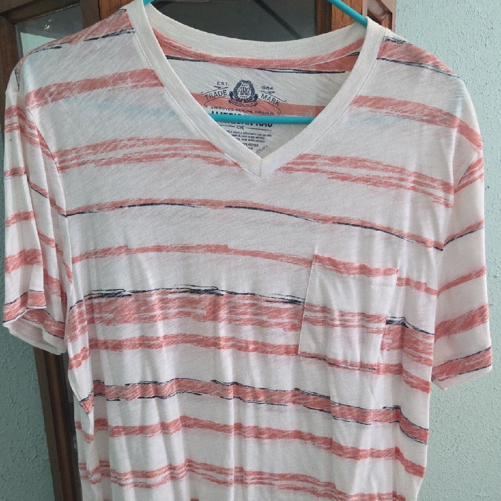 American Rag Red and White Striped Short Sleeve Tee
